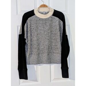 Theo & Spence Colorblock Mock Neck Pullover Sweater Size L Gray Black NWT